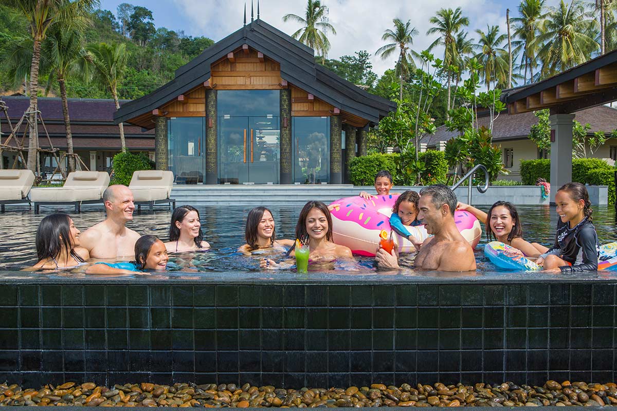 A Muti-Generational Family Enjoying Time at the Villa Pool